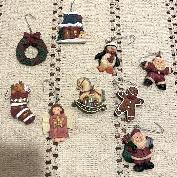 9 Vintage Ceramic Christmas Ornaments - Picture 1 of 6